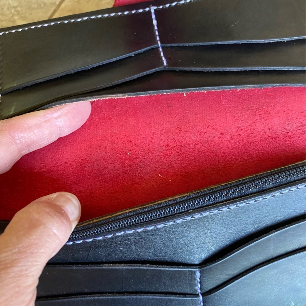 Handmade Red Leather Wallet - Picture 7 of 9